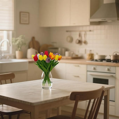 20pcs Faux Tulips Artificial Flowers Faux Flowers PU Artificial Tulips 13.5 Inch Mother's Day Easter Valentine’S Day Gifts in Home Kitchen Spring Decorations For Home (Multicolor-1)