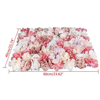 6 Pcs Artificial Flower Wall Panels 60x40cm 3D Flower Background for Wall, Wedding Flower Decorations Wall Silk Rose Panels for Photo Areas, Stage Background(Dahlia + Rose + Hydrangea)