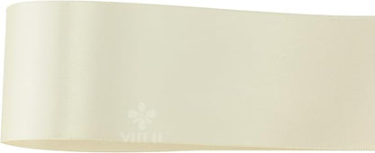 MEEDEE 2 Inch Ivory Satin Ribbon Lux Double Faced Ribbon by 25 Yards Ivory Silk Ribbons Beige Satin Ribbons for Gift Wrapping, Weddings, Flower Bouquet, Holiday Decorating