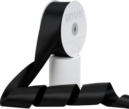 Black Satin Ribbon, Double Faced 2 Inch X 50 Yards Black Ribbon, Premium Satin Ribbon for Gift Wrapping, Crafts, Hair Bow Making, Sewing, Flower Bouquet, Wedding Party Decor