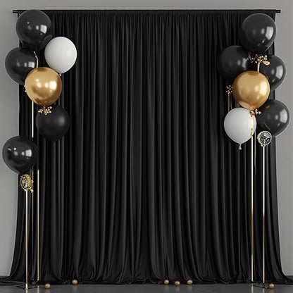 30x7ft Wrinkle Free Black Backdrop Curtain for Parties Soft Fabric Drapes Wedding Black Curtain Backdrop for Birthday Party Decorations Background for Photography 5x7ft, 6 Panels