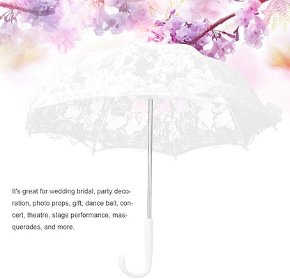 Yosoo Lace Wedding Umbrella Lace Embroidery Umbrella Bridal Party Craft Flowers Decoration Props Accessory for Wedding Party Celebration(51241 Light White)