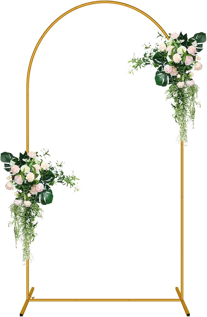 6.6 FT Arch Backdrop Stand, Metal Background Balloon Arch Stand, Baby Shower Backdrop Arch, Gold Arches for Party Decoration