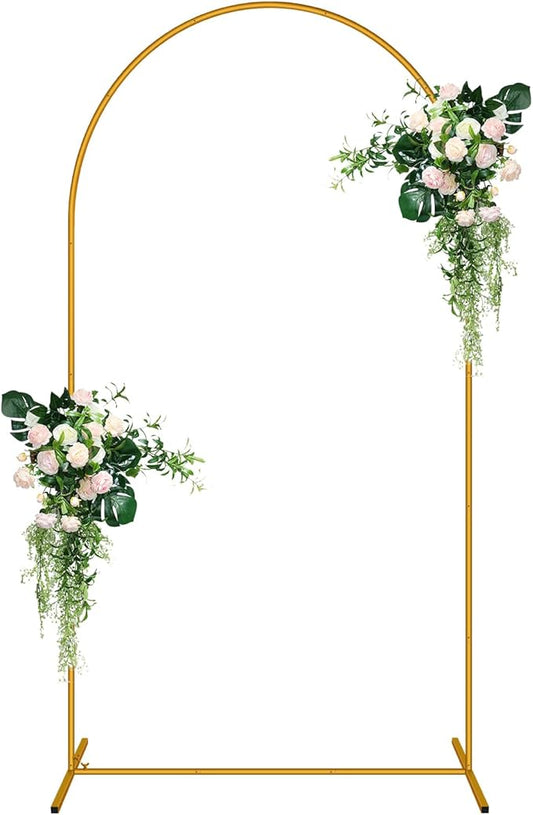 4 FT Arch Backdrop Stand, Metal Background Balloon Arch Stand, Baby Shower Backdrop Arch, Gold Arches for Party Decoration