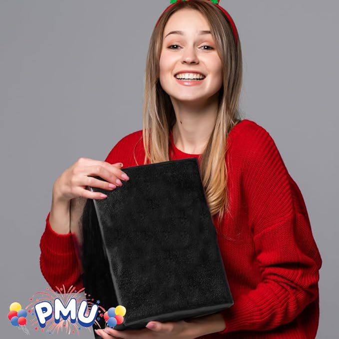 PMU Gift Wrap Mylar Roll Metallic Black 2-sided, 48 Inches X 50 Ft Roll 1.4 Mil Highly Reflective Mylar Film, Great for Gifts, Birthdays, Christmas, Baskets, Arts & Crafts