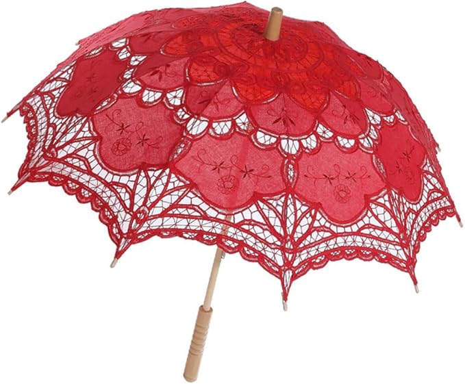 Lace Parasol Umbrella Vintage Wedding Bridal Lace Umbrella for Decoration Photo Tea Party 32 Inch Adult Size