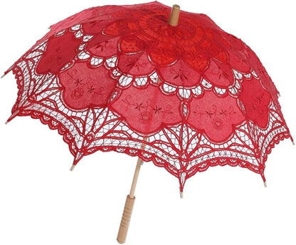 Lace Parasol Umbrella Vintage Wedding Bridal Lace Umbrella for Decoration Photo Tea Party 32 Inch Adult Size