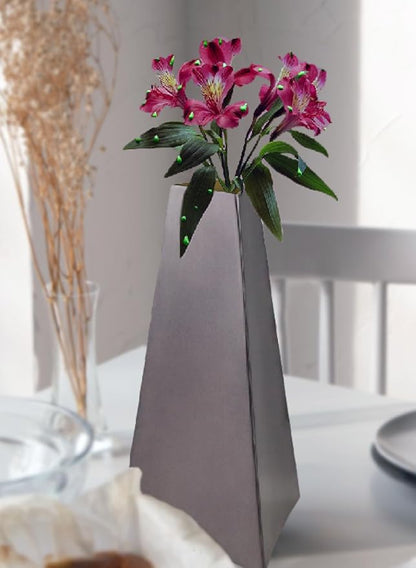 Serene Spaces Living Triova Stainless Steel Vase – Perfect for Fresh & Dried Flowers, Sculptural Accent for Mantels, Coffee Tables & Office Desks,Table Centerpiece, 4.5" Wide & 8.5" Tall