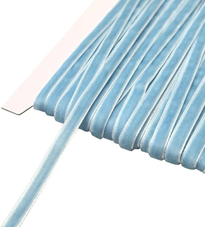 Chenkou Craft Light-Blue 25 Yards 1/4" Velvet Ribbon Lots Bulk (Light Blue, 1/4"(6mm))