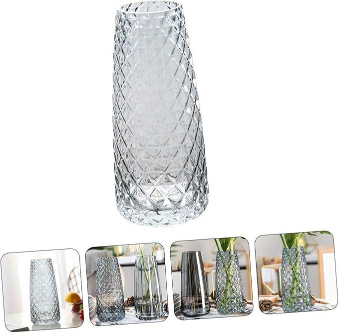 Square Glass Vase Smoky Transparent Hydroponic Plant Container for Indoor Outdoor Home Decor Simple Artistic Flower Arrangement Holder