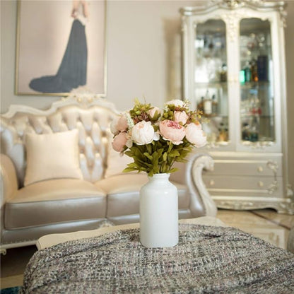 Fule 2 Pack Large Artificial Peony Silk Flower Bouquets Arrangement Wedding Centerpieces (Light Pink)