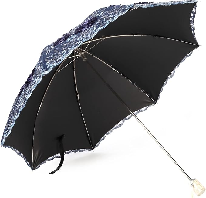 LCY Embroidered Lace Double-deck Anti-UV Parasol Sun/Rain/Snow Folding Umbrella