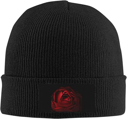 Cute Rose Beanie Hat Rose Beanie Cap Rose Flower Knitted Beanies Flower Knit Hats Winter Hat for Women Men