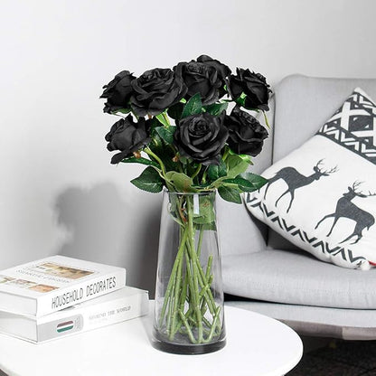 Luyue 10PCS Artificial Roses Flower with Stems Slik Fake Flowers Bouquet Realistic Long Stem Faux Rose for Valentines Day Wedding Home Decor