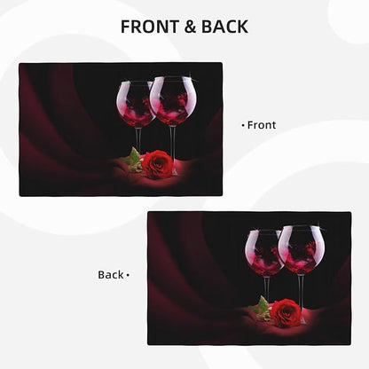 Red Wine Rose Linen Placemats Set of 4 Retro Romantic Rose Floral Art Placemat Indoor Outdoor Party Home Desktop Kitchen Dining Room Decoration 12x18 Inch