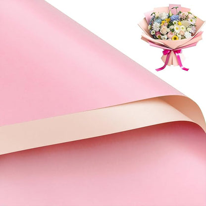 WRAPAHOLIC 20 Sheets Flower Wrapping Paper - 22.4 x 22.4 inch Light Pink Color Water-Resistant Floral Bouquet Wrapping Paper, Florist Supplies Packaging for Wedding Birthday Gift DIY