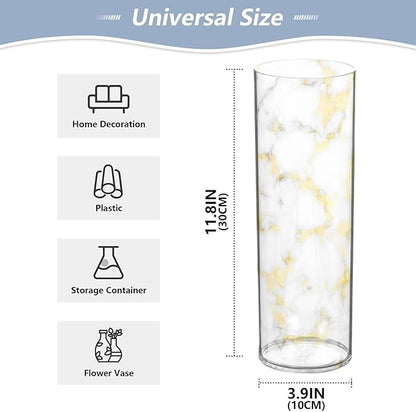 Vase Plastic Vase Elegant Cylinder Flower Vase Shatterproof Decorative Centerpiece for Home Table Office Weddings Events (11.8 x 3.9 in)