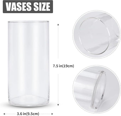 Devilfire 8 Inches Tall (20 cm) Clear Glass Cylinder vases,Pack of 12 Centerpiece Flower Vase,Floating Candle Holder for Home & Garden Decor, Wedding, Party.