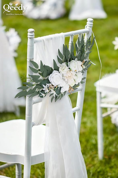 Wedding Arch Flowers Set of 2, Artificial Wisteria & Greenery Garland for Wedding Ceremony Backdrop, Wedding Floral Arrangement for Arch, Photo Booth & Reception Decor (White)