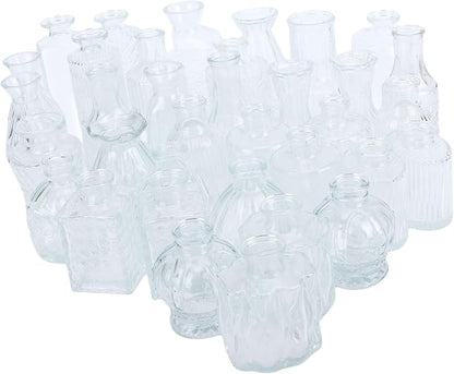 Zerodis Glass Bud Vases, Vases Vintage Elegant Small Flower Wedding Banquets Table Setting Decorative for Birthday Anniversary Tabletop Decor Glass Bud,Transparent
