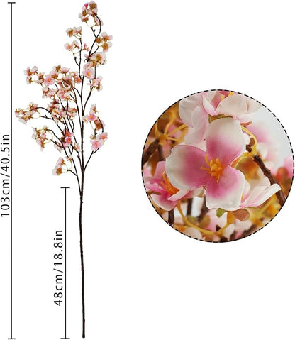 Uieke Silk Cherry Blossom Branches, 40.5in Artificial Cherry Blossom Flowers Long Stems Fake Flowers Vase Arrangements for Wedding Home Japanese Decor, Set of 3, Pink