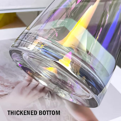 Aoderun Flower Vase for Decor 10" Clear Glass Vase for Centerpieces Large Vases for Flowers Dried Flower Home Decor Living Room Kitchen Office Wedding(Iridescent Clear)