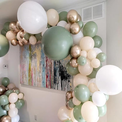 Sage Green Gold Confetti Balloons - 50 pcs Olive Green Blush Gold Metallic Latex Balloon for Eucalyptus Birthday Brida Shower Wedding Bridal Shower Party Decorations…