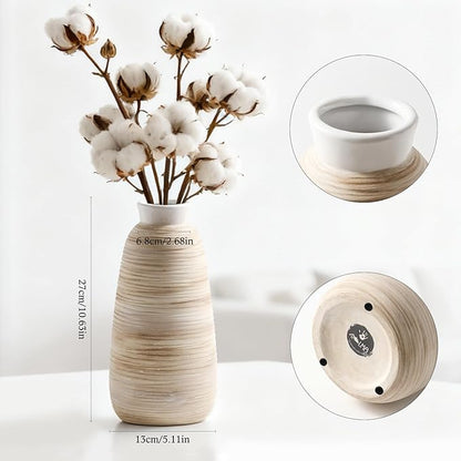 ALMA White Ceramic Vase 11 Inch Tall, Boho Vases for Tulips, Large Table Vase for Pampas Grass in Any Modern Home Decor, Kitchen Table Centerpiece, Shelf, Mantel Decor