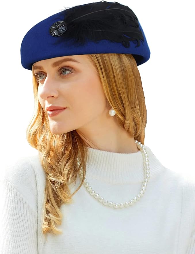 ORIDOOR Women Vintage 100% Wool Felt Flowers Bucket Cloche Bowler Hat Church Wedding Beret Hat
