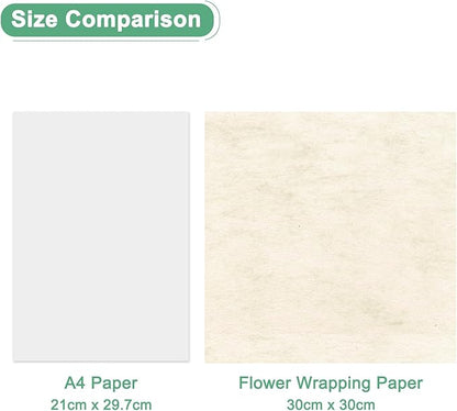 M METERXITY 38-Sheet Korean Cotton Wrapping Flower Paper, 11.8 Inch Waterproof Floral Wrapping Cotton Paper for Bouquets/Gift Packaging [Light Beige]