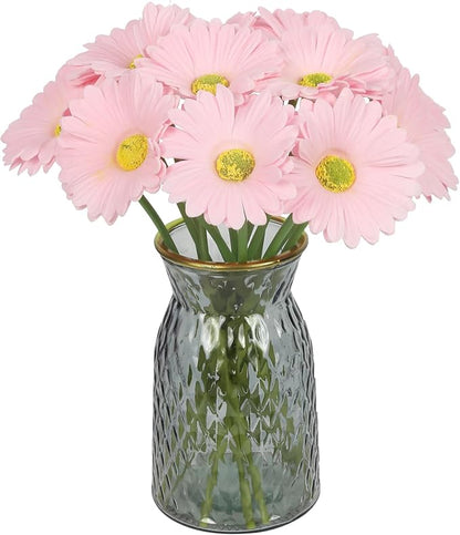 IPOPU Pink Gerbera Daisy Artificial Flowers,20PCS Fake Daisies Artificial Daisy Flowers with Stems for Wedding Party Office Home Decorations(Light Pink)
