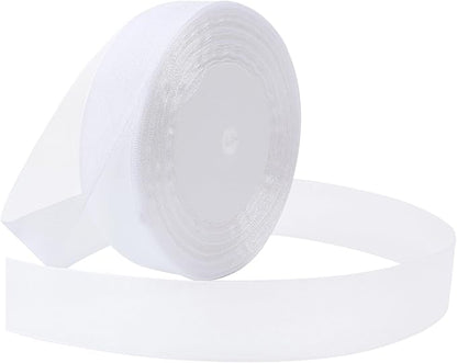 White Ribbon for Gift Wrapping 1 inch Sheer Organza Ribbon for Flower Bouquet Tulle Thin Chiffon Ribbons for Wedding Invitations Presents Decorations Crafts 50 Yards