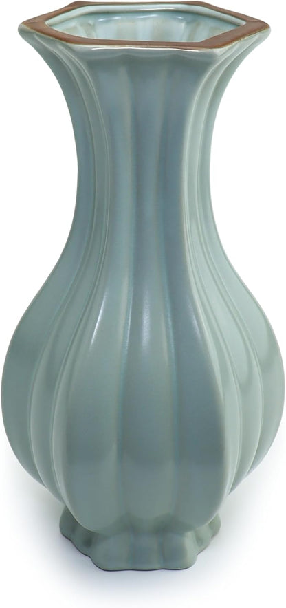 8-inch ice Cracked Glazed Ceramic vase, Modern Eastern Style Ceramic vase, Dining Table, Central Living Room Shelf Decoration (TQ05)