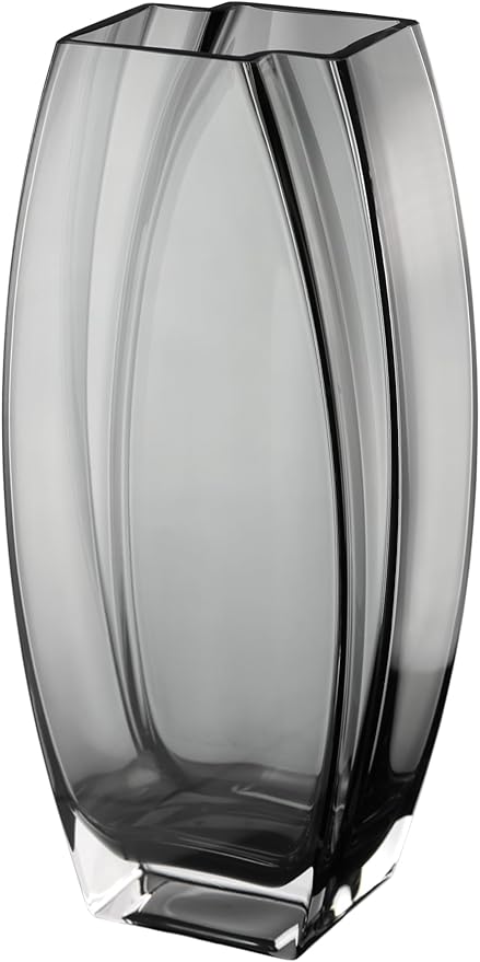 Glass - Vase - Gray - Smoky Black - Grey - 12.6" Height - Heavy Durable - Made in Europe - by Barski