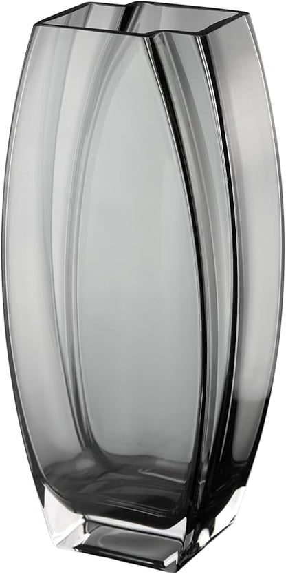 Glass - Vase - Gray - Smoky Black - Grey - 12.6" Height - Heavy Durable - Made in Europe - by Barski