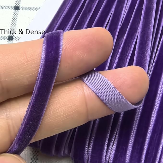 Chenkou Craft Violet 25 Yards 1/4" Velvet Ribbon Lots Bulk (Violet, 1/4"(6mm))