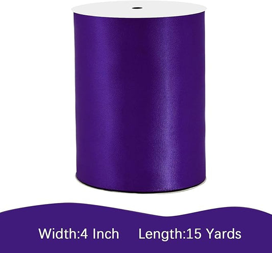Purple Satin Ribbon 4 inch X 15 Yards Polyester Ribbon for Gift Wrapping Very Suitable for Weddings Party Hair Bow Invitation Decorations and More