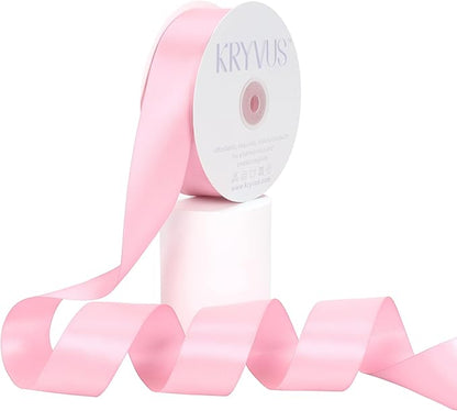 Pink Satin Ribbon, Double Faced 1-1/2 Inch X 50 Yards Pink Ribbon, Premium Satin Ribbon for Gift Wrapping, Crafts, Hair Bow Making, Sewing, Flower Bouquet, Wedding Party Decor