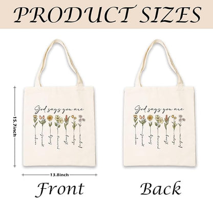 Aesthetic Canvas Tote Bag, Floral Pattern, Medium Size, Female, Eco-friendly, Double-sided Design