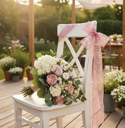 CT CRAFT LLC Sparkling Glitter Mesh Wired Ribbon 2.5" x 10 Yards Rose Gold for Christmas Home Decor Bow Gift Wrapping DIY Crafts Wreath