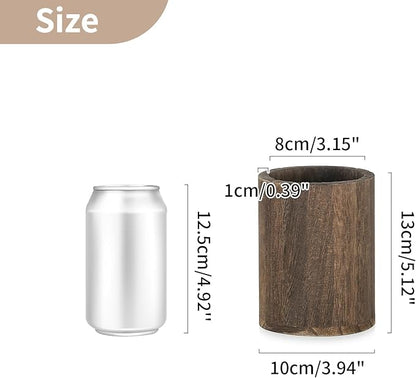 NUPTIO Wood Vases Rustic Centerpiece: 6 Pcs 5.1" Wooden Vase for Home Decor - Brown Small Vase for Wedding Table Living Room Shelf Decor