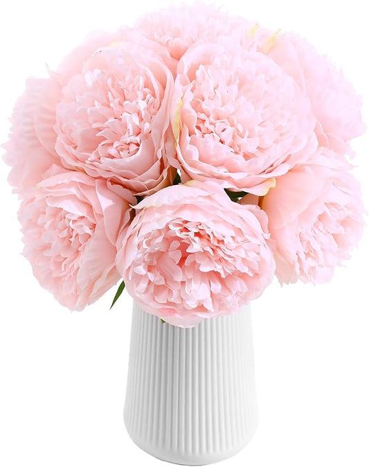 ucky 10 Packs Peonies Artificial Flowers Artificial Peonies Fake Peonies Artificial Flowers Peonies Bouquet for Centerpiece Table Wedding Party Home Decor (Light Pink)