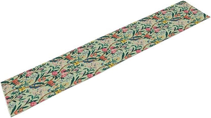 William Morris Floral Table Runner, Birds Butterflies and Bees Botanical Flower Original Design Print Table Runner for Home Party Dining Room Kitchen Decor 13x36 Inch