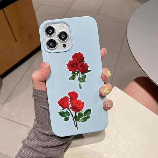 50PCS Red Rose Stickers, Vintage Aesthetic Transparent PET Decals, Waterproof Floral Stickers for Scrapbook, Journal, Water Bottles, Phone Cases, Laptops, DIY Crafts & Gift Deco
