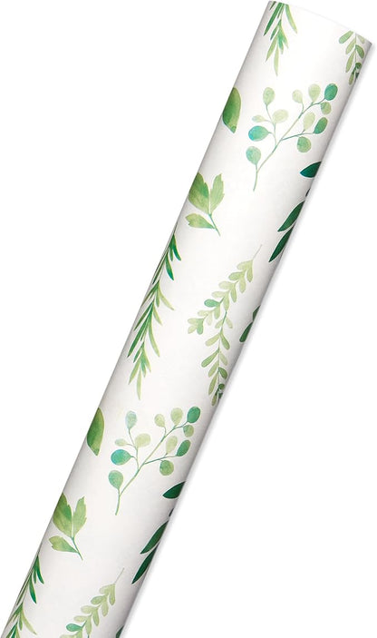 American Greetings 175 sq. ft. Reversible Wrapping Paper for Weddings, Bridal Showers, Anniversaries, Birthdays and All Occasions, Greenery and Damask (1 Roll, 30 in x 70 ft.)