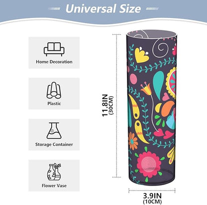 Vase Plastic Vase Elegant Cylinder Flower Vase Shatterproof Decorative Centerpiece for Home Table Office Weddings Events (11.8 x 3.9 in)