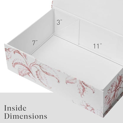 Luxury Keepsake Gift Box | Pink Floral Decorative Boxes with Magnetic Lids for Presents, Wedding Memory Box, and Bridal Gifts. 11.5" x 7.5" x 3.5"