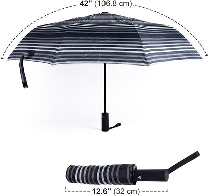 Nollia Windproof Automatic Travel Umbrella, Compact Portable with Reinforced Ribs for Sun & Rain