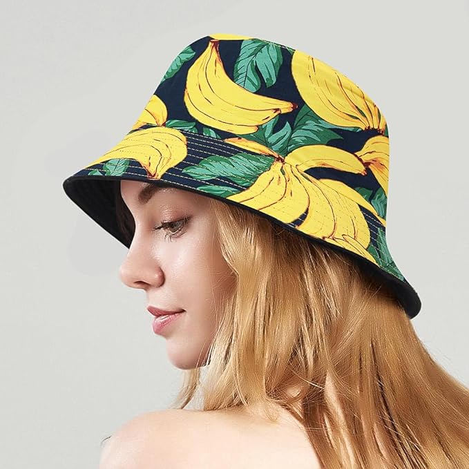 Malaxlx Bucket Hat Beach Sun Hat Fishing Hat for Women Men, Outdoor Travel Reversible Double Side Wear Fisherman Hat
