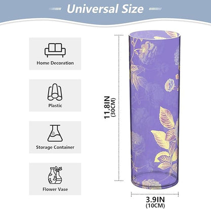 Vase Plastic Vase Elegant Cylinder Flower Vase Shatterproof Decorative Centerpiece for Home Table Office Weddings Events (11.8 x 3.9 in)